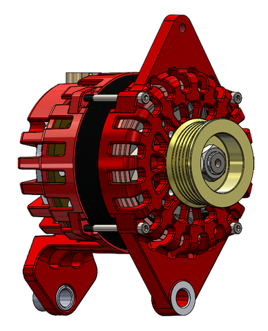 XT-DF4-24-90-K6 - Alternator, XT Series, 90A, 24V, Saddle Mount (Dual Foot), 4in, K6 Serpentine Pulley, Case Ground